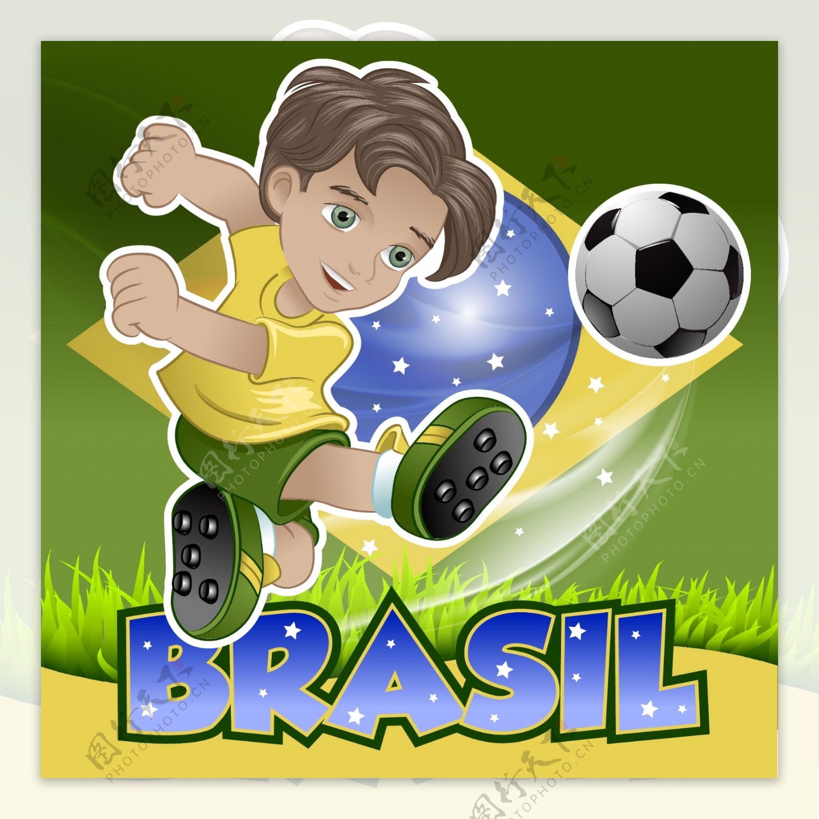 卡通巴西世界杯图片