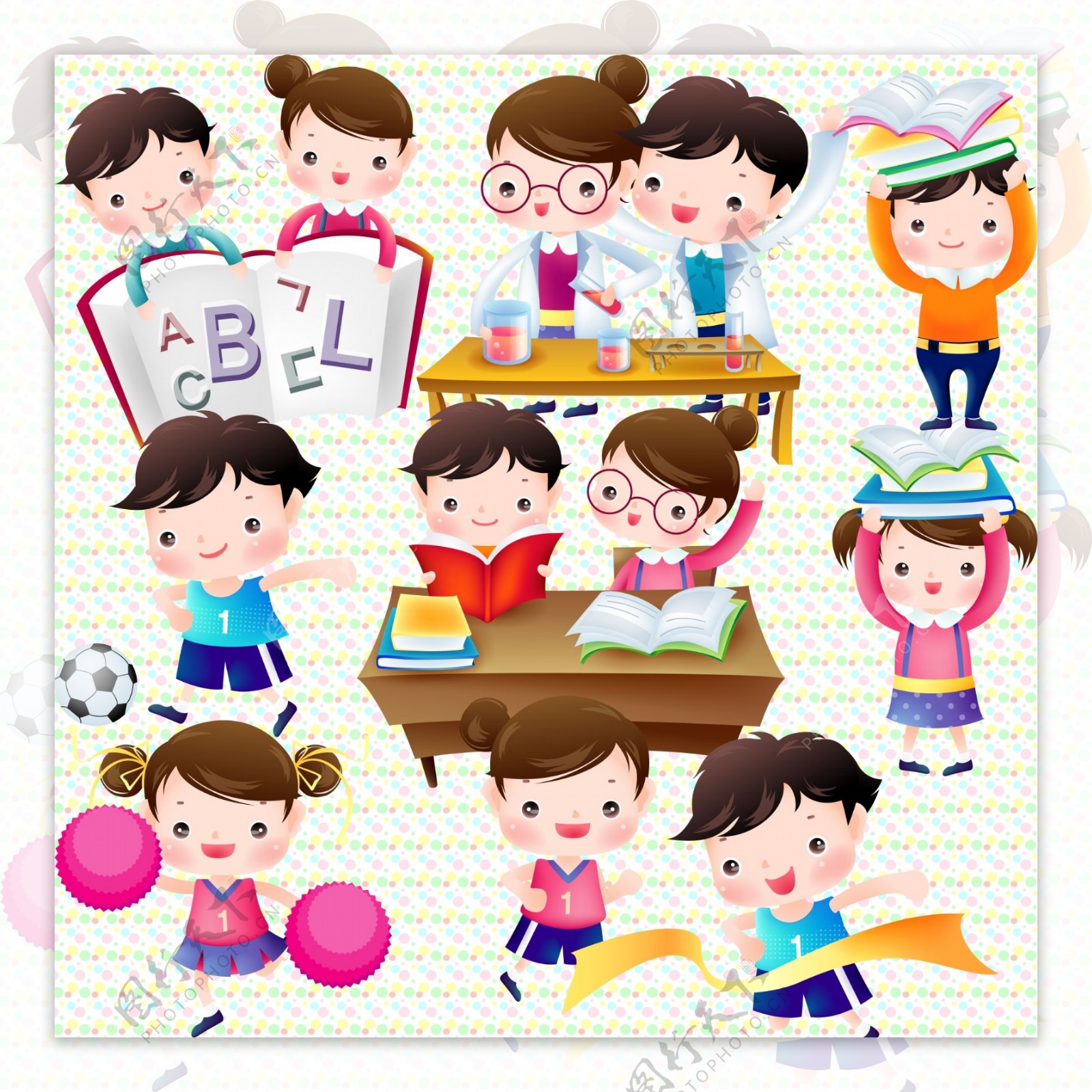 韩国可爱儿童学校教育学习图片