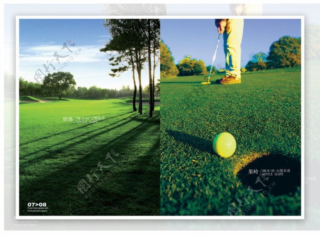 绿色自然高尔夫画册矢量素材
