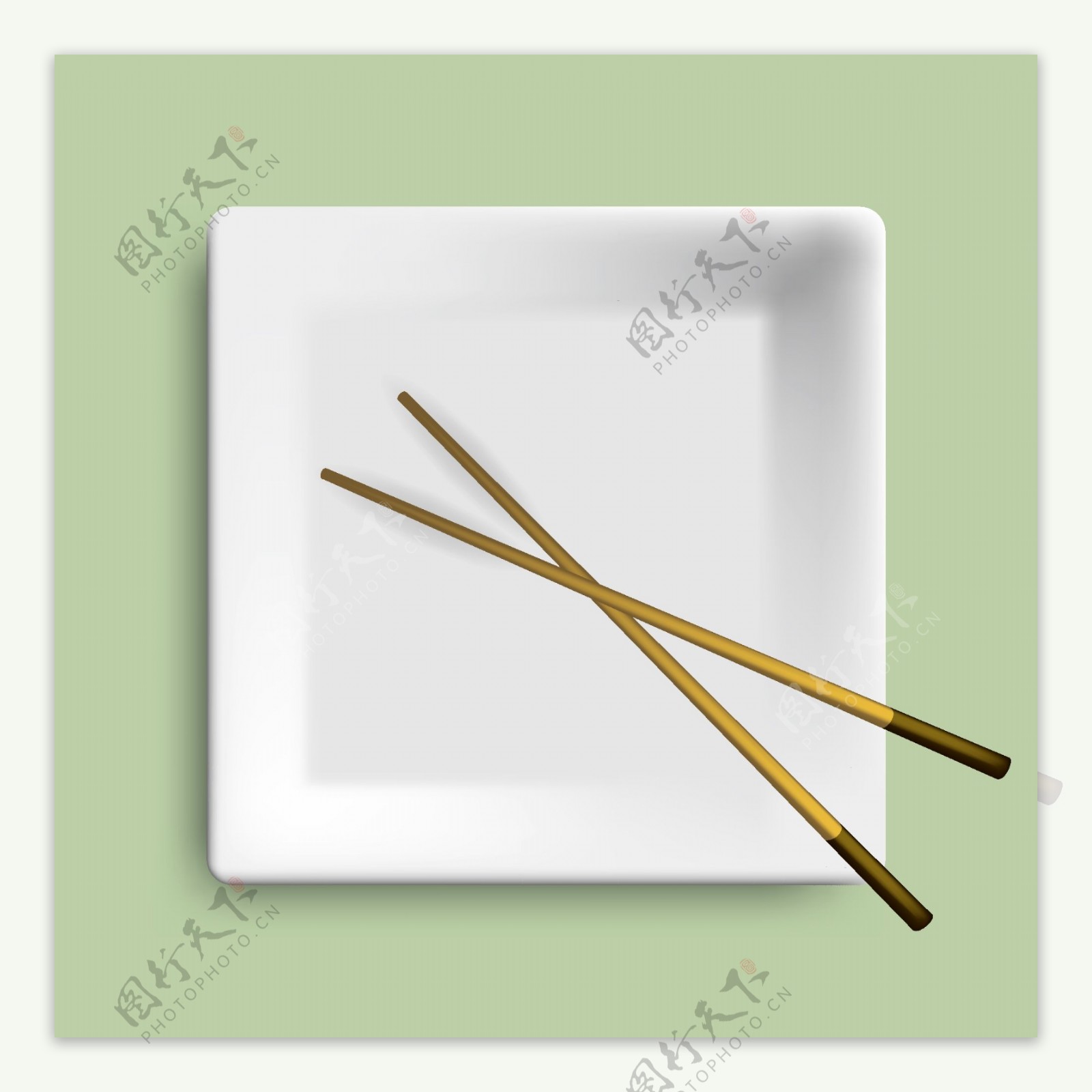 方形餐盘与筷子