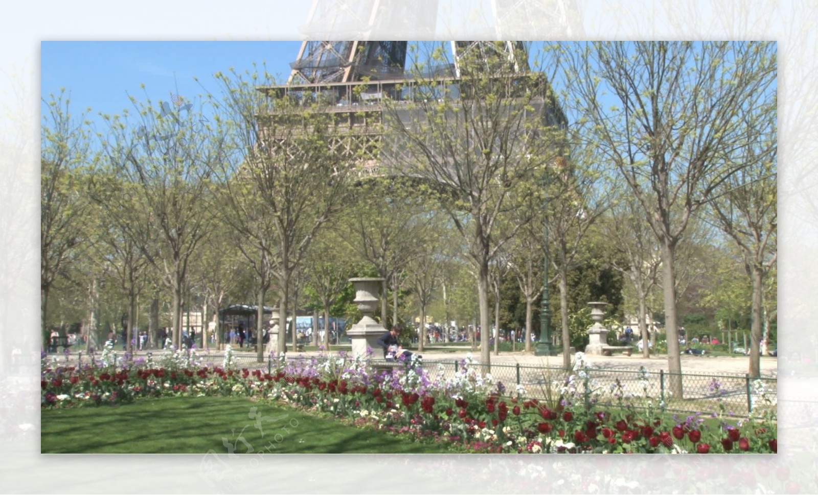 埃菲尔铁塔股市在春天的录像视频免费下载