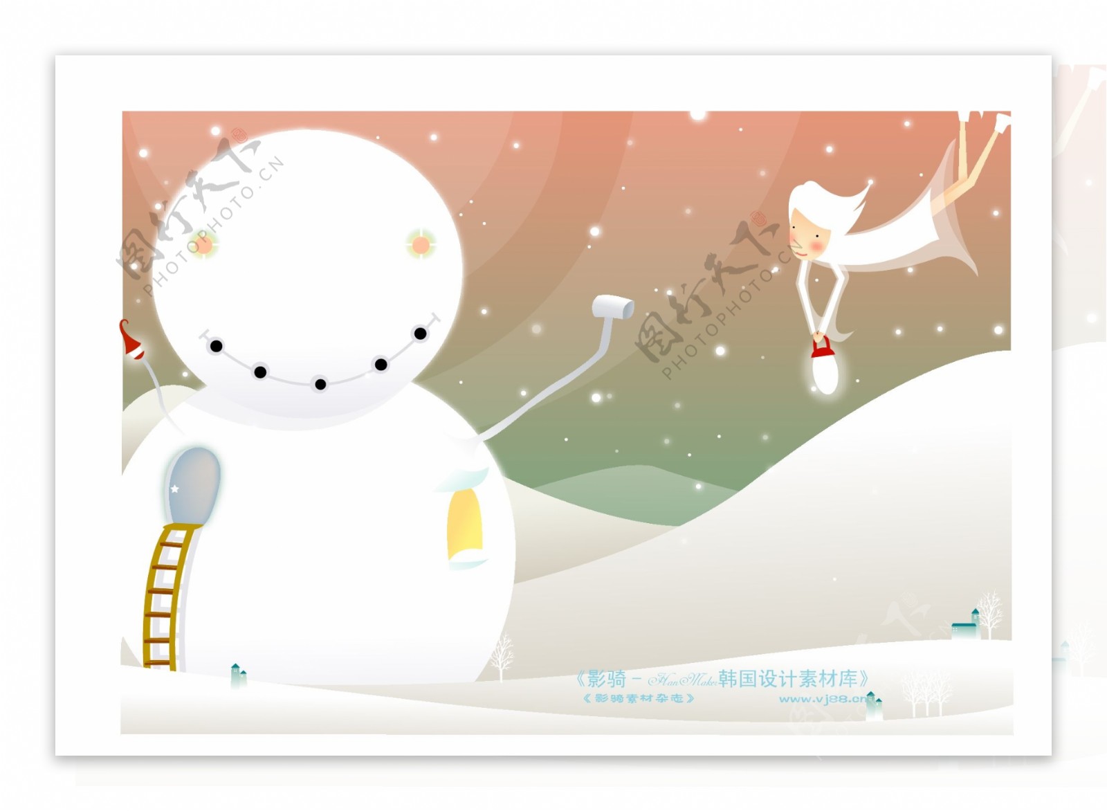 卡通冬季主题插画矢量素材矢量图片HanMaker韩国设计素材库