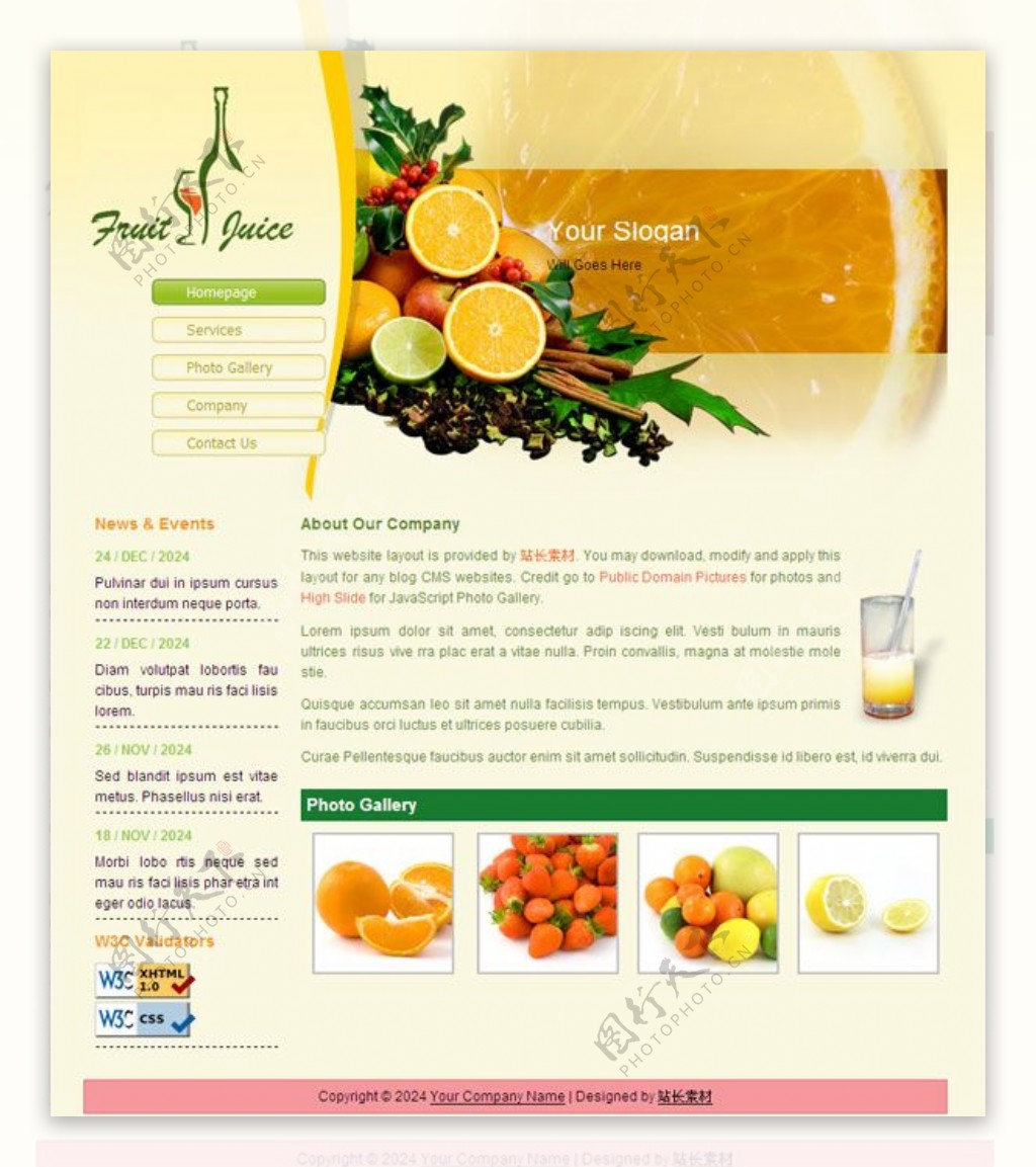 水果果汁CSS模板