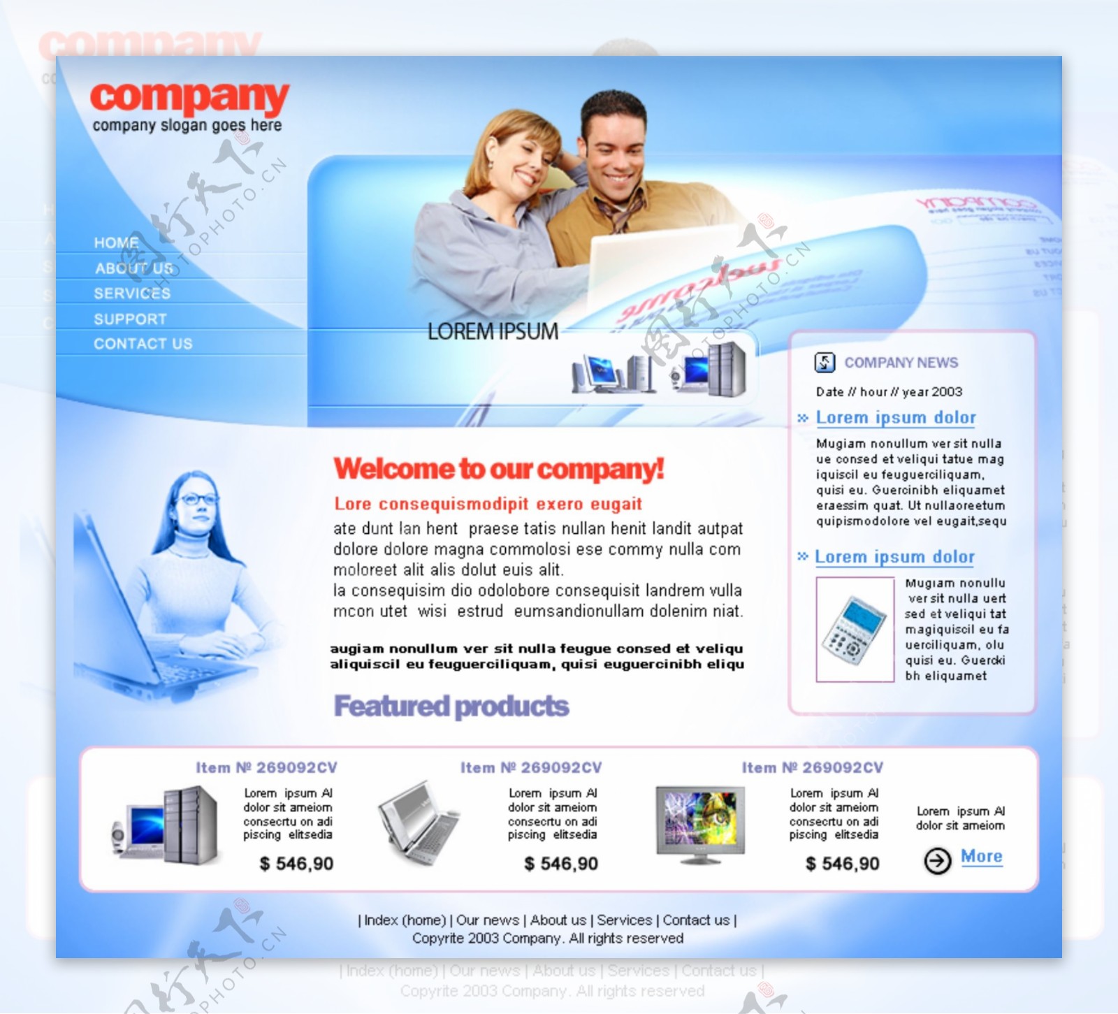 最新欧美商业网页模板psd图片