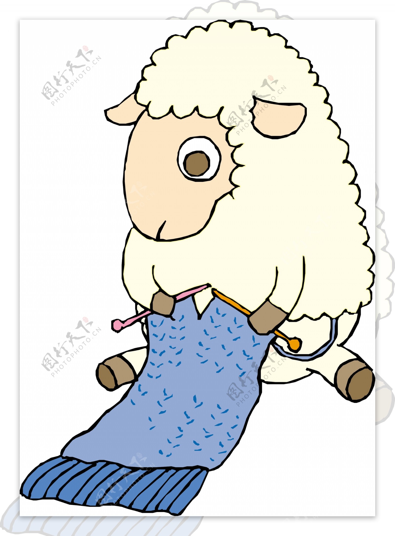 印花矢量图动物可爱卡通绵羊奶白色免费素材