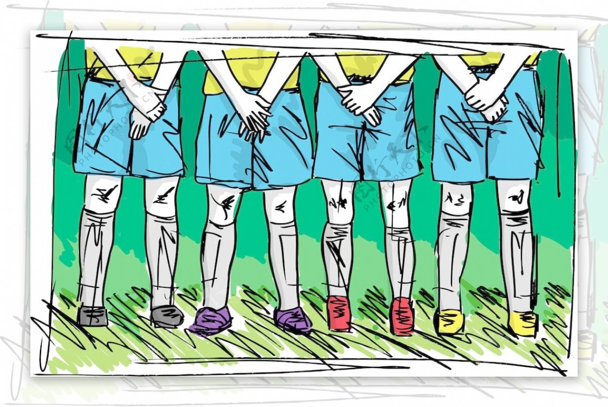 足球运动员准备的任意球矢量插画草图