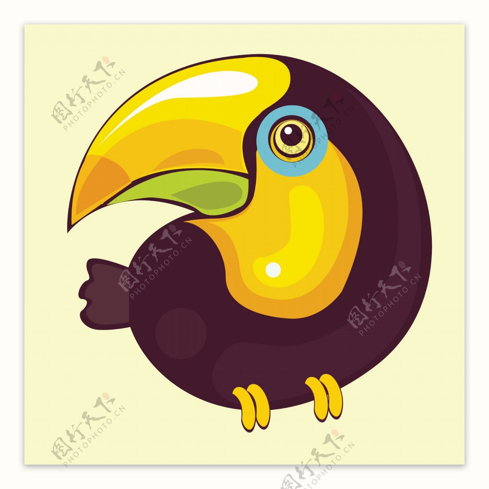 印花矢量图卡通动物鸟类色彩棕色免费素材