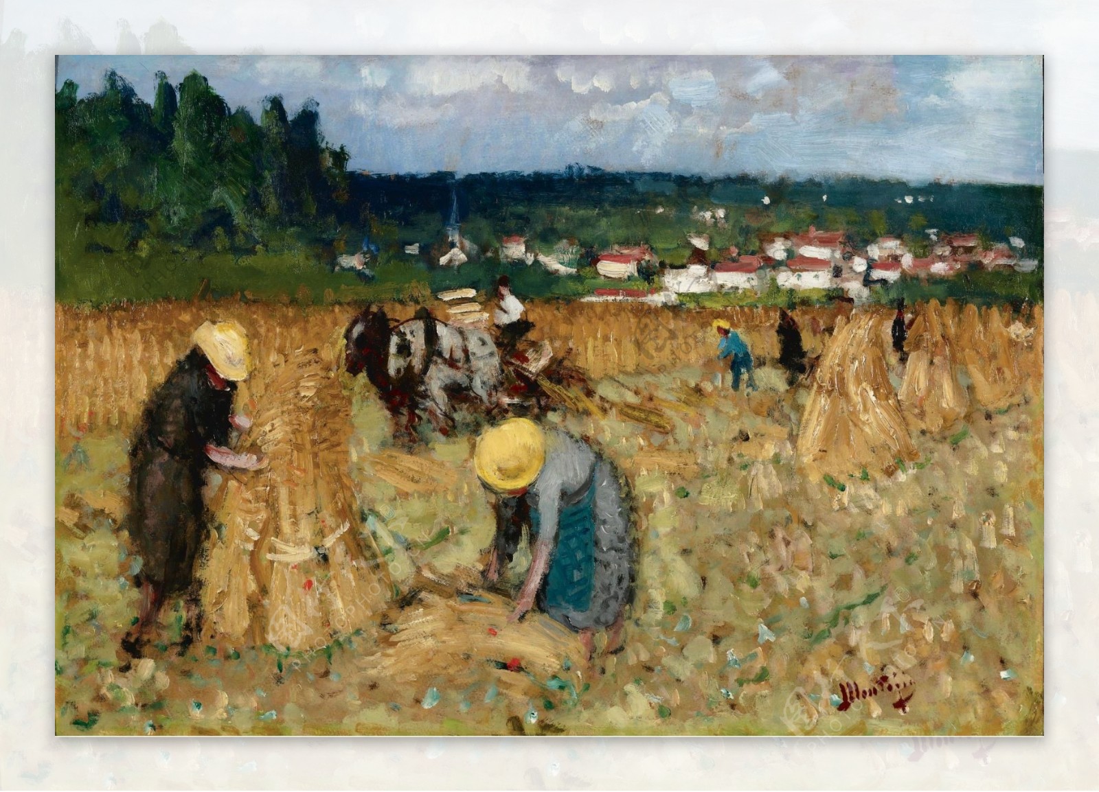 PierreEugeneMontezinTheHarvestatBy大师画家风景画静物油画建筑油画装饰画