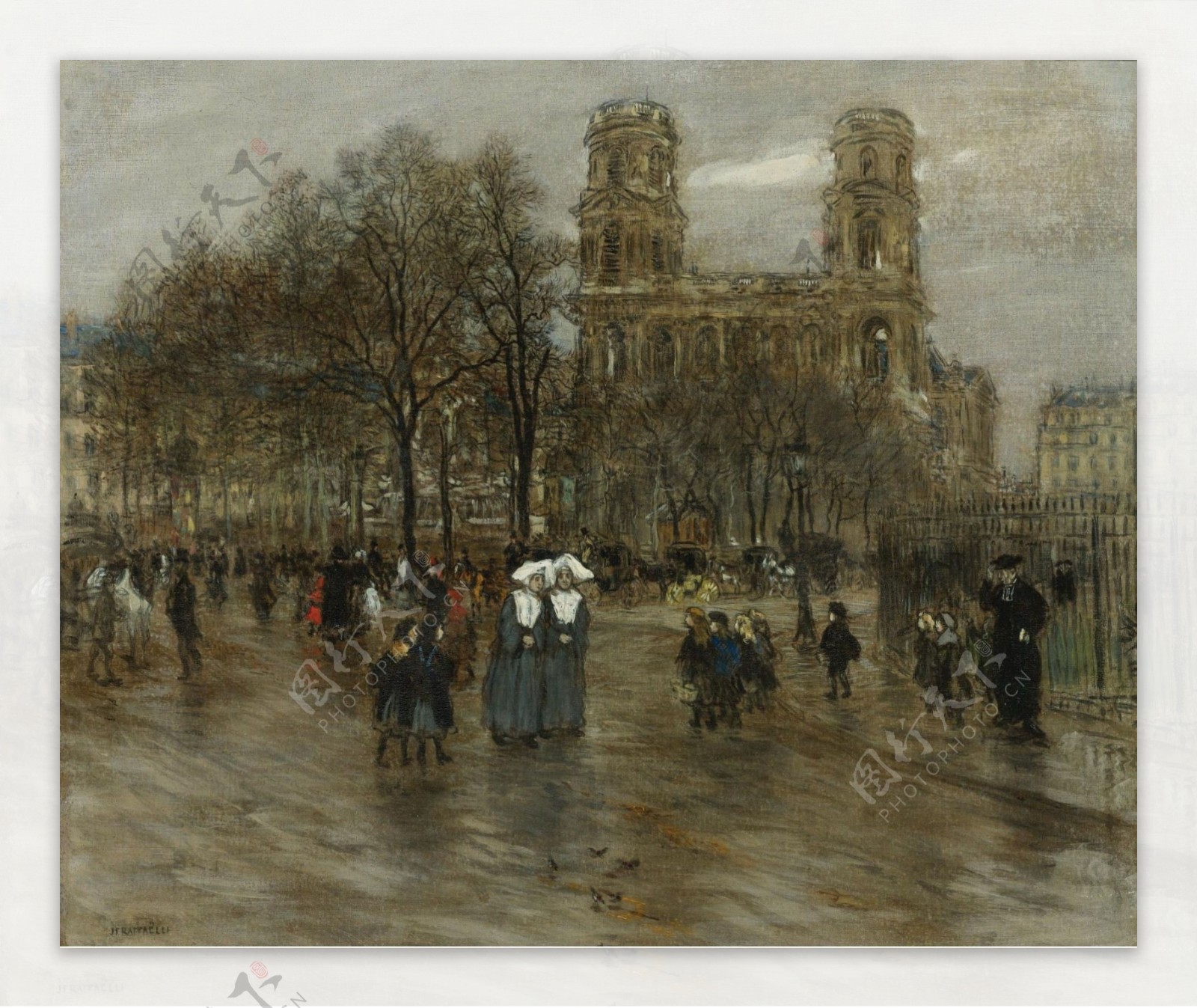 JeanFrancoisRaffaelliSt.SulpiceSquareParis画家风景画静物油画建筑油画装饰画