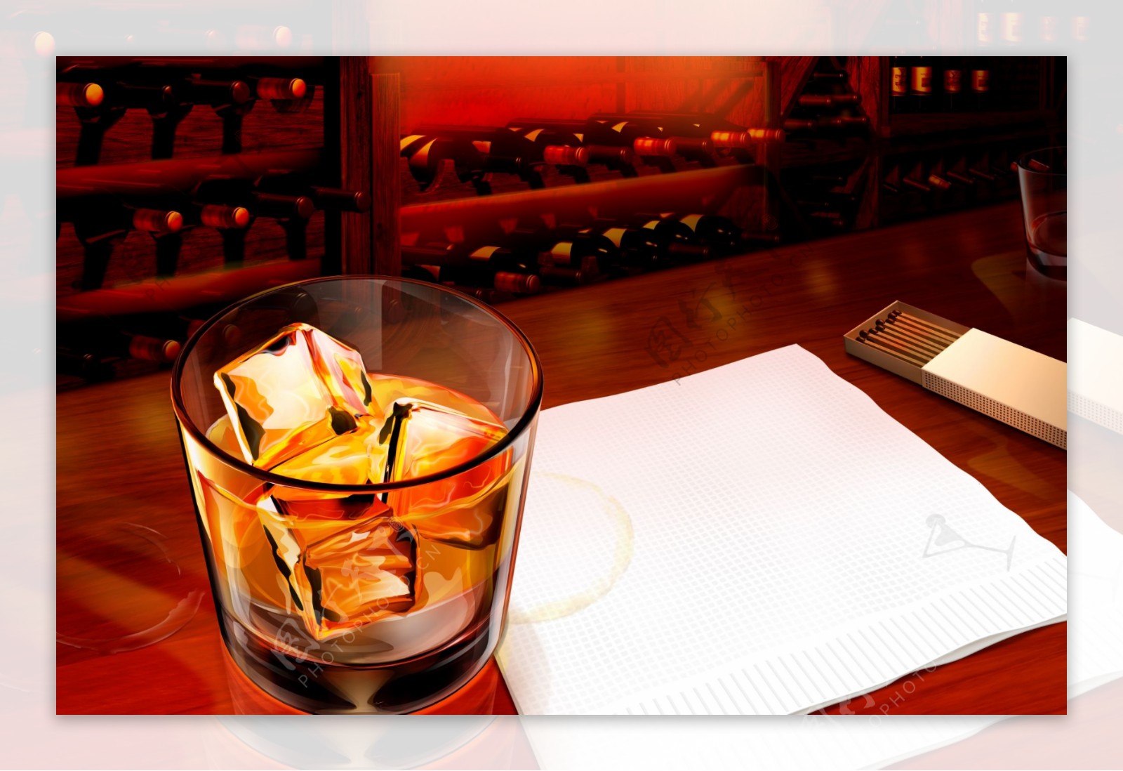 4910酒窖桌上的酒杯元件独立图片