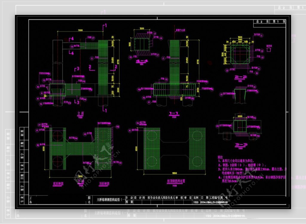 主桥锚墩钢筋建筑设计CAD图纸