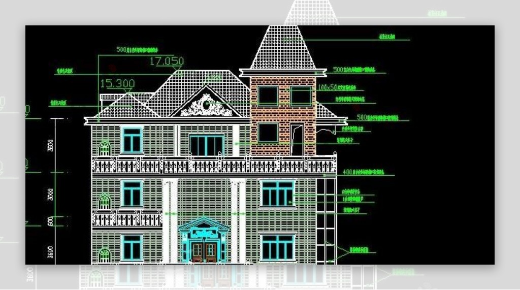 带阁楼及架空三层私宅框架结构建筑设计施工图nbsp16x20