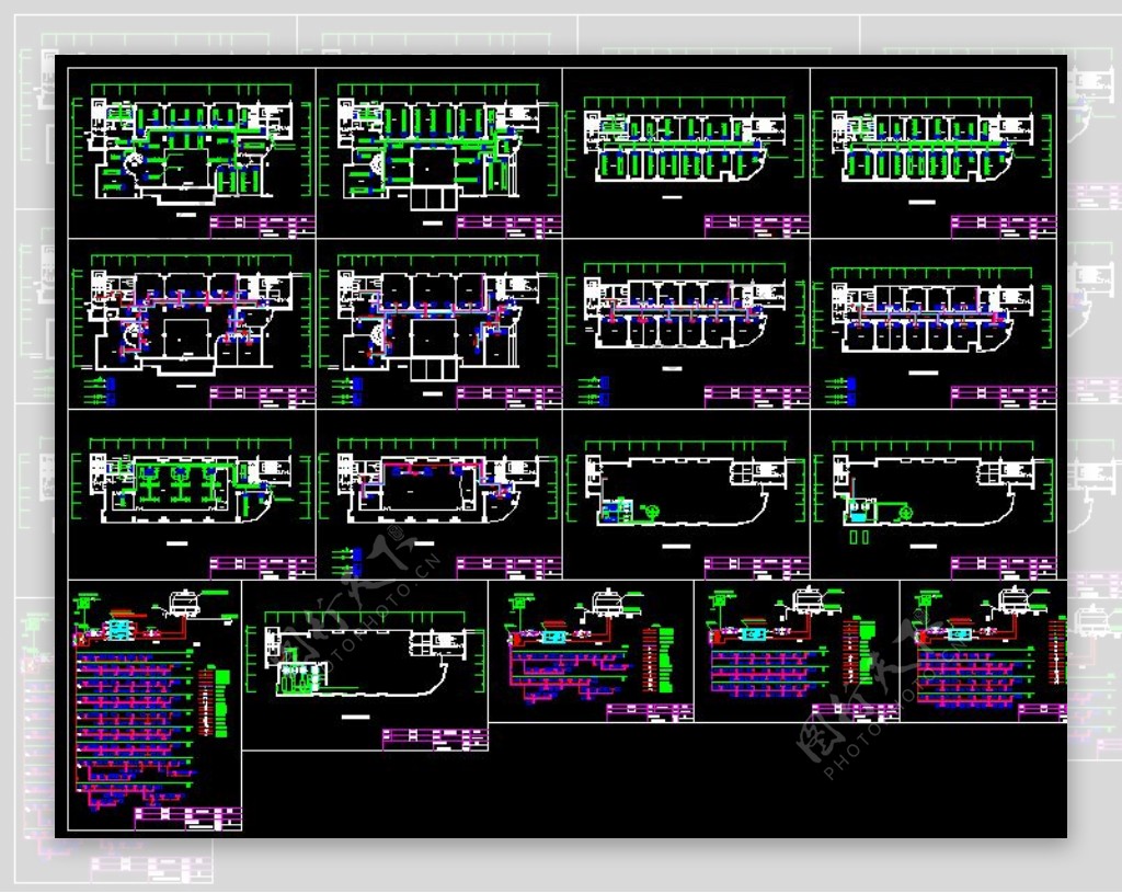 办公楼中央空调设计图CAD素材下载