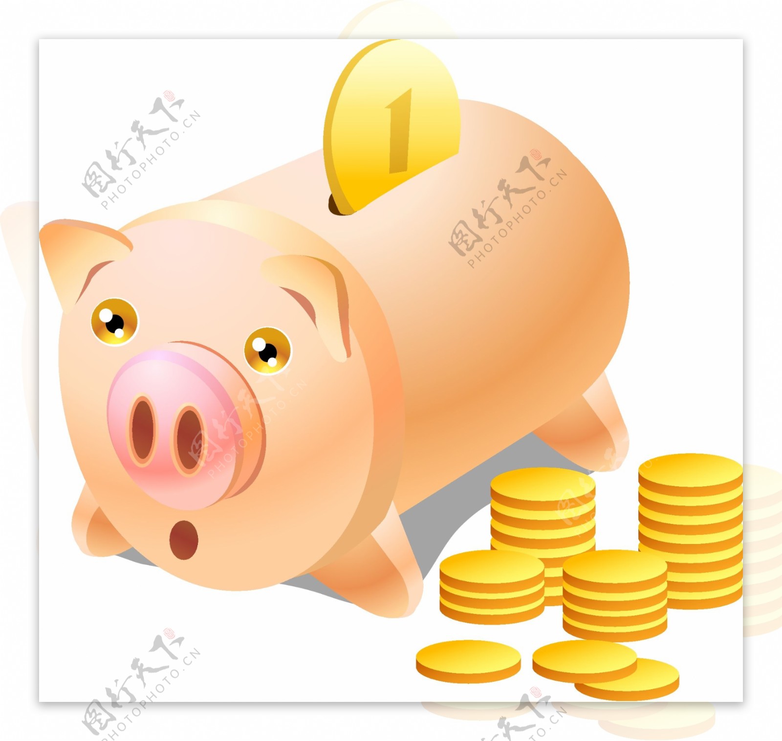 韩国卡通小猪存钱罐矢量图