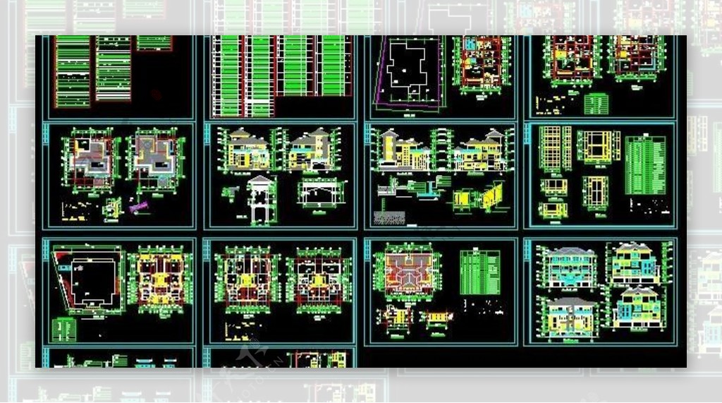 三层仿古别墅建筑设计施工图nbsp16x18