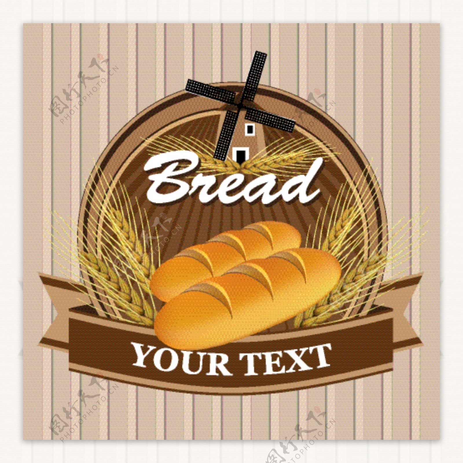 小麦面包标签图片