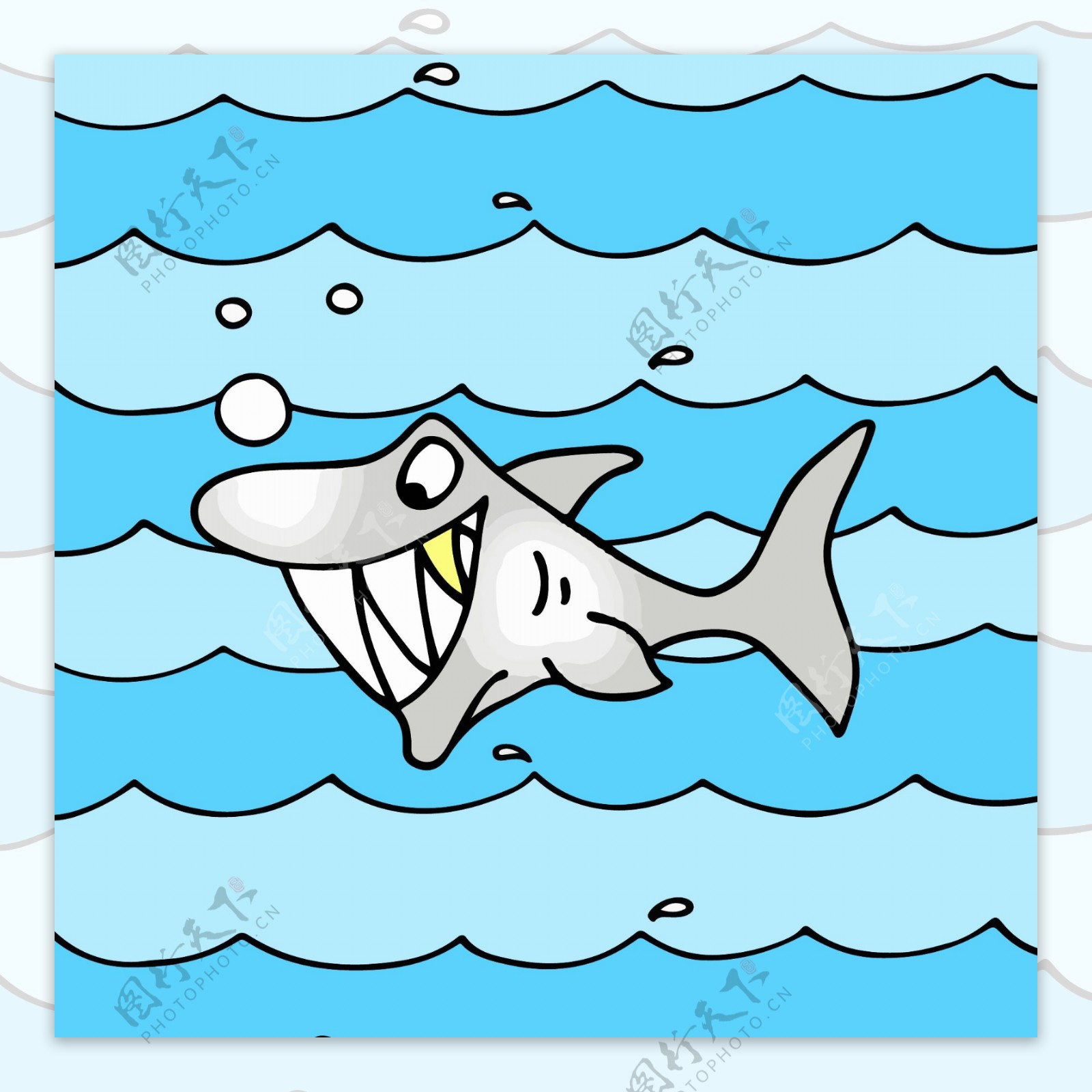 印花矢量图卡通动物鱼鲨鱼免费素材