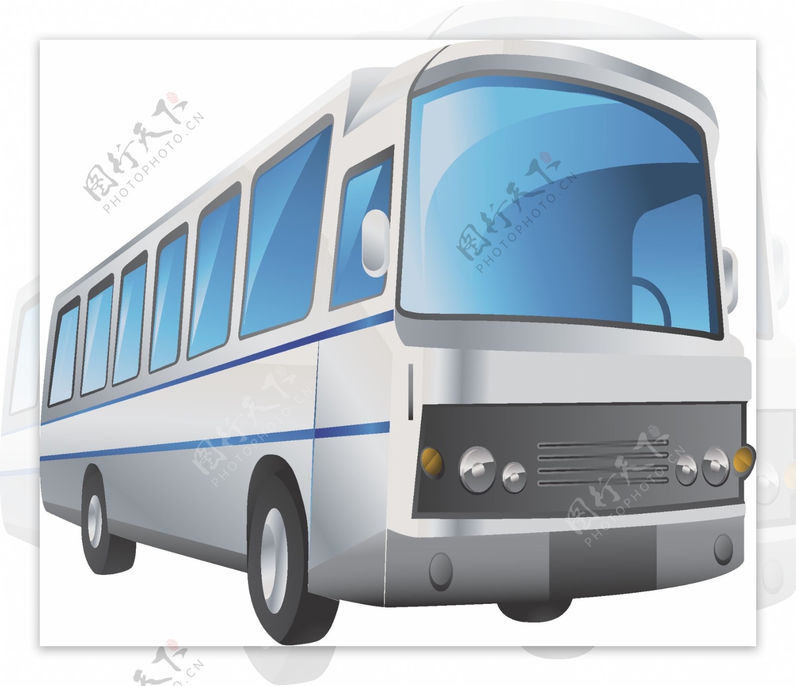 印花矢量图交通巴士色彩灰色免费素材
