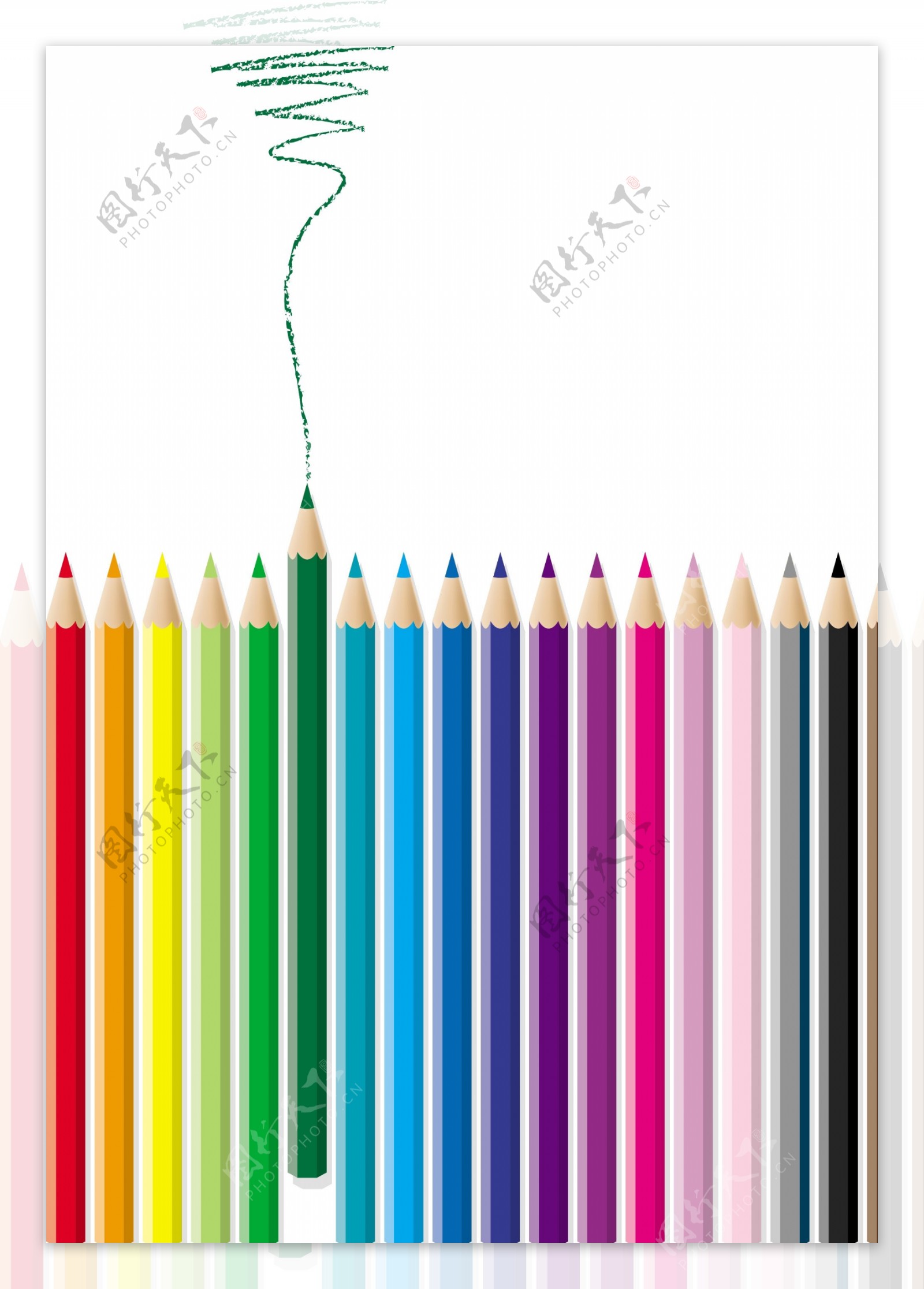 彩色铅笔组合矢量素材