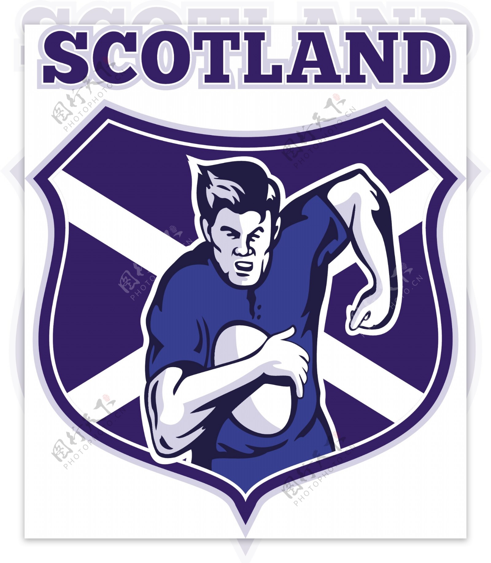 橄榄球运动员苏格兰国旗的盾