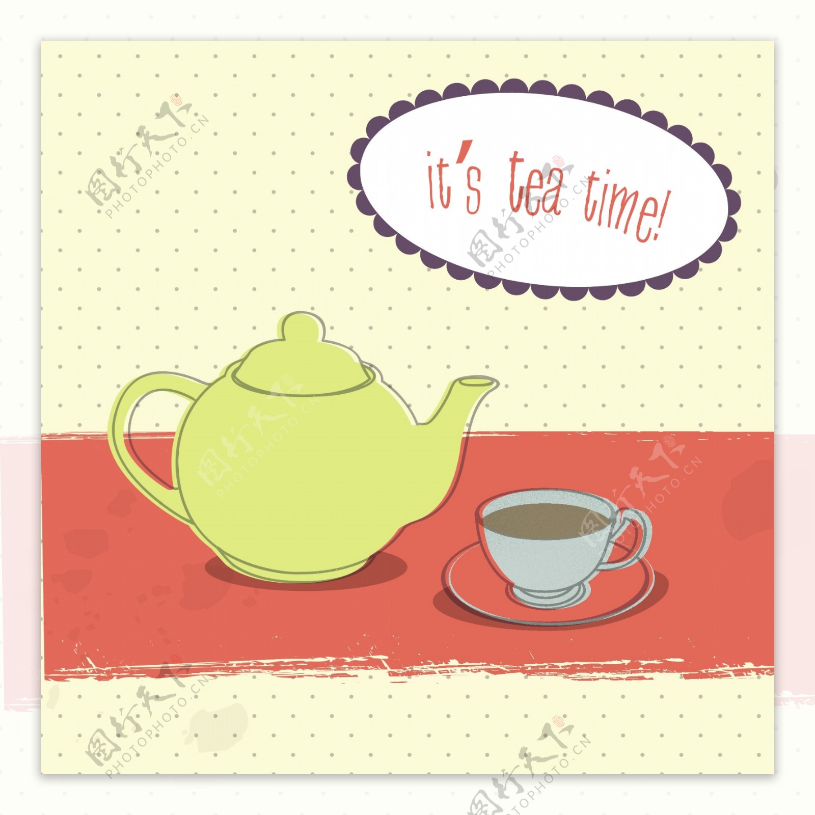 下午茶是简单的插画矢量素材