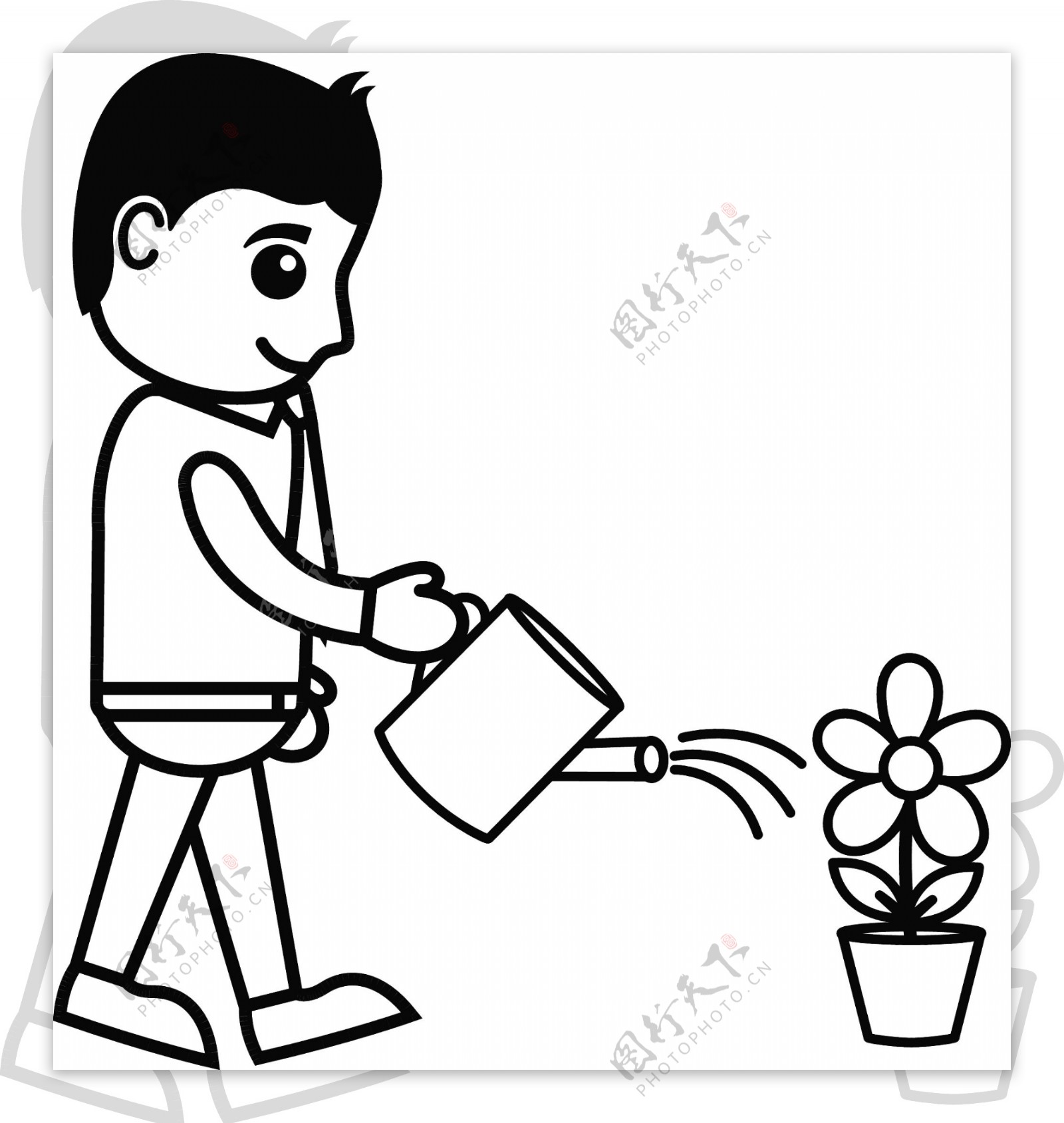 人浇水植物矢量的概念