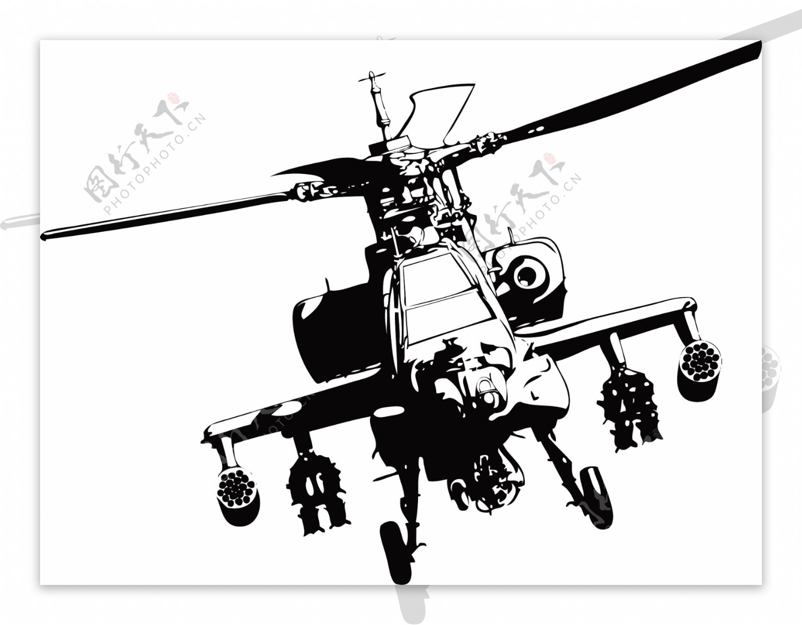 阿帕奇直升机矢量素材