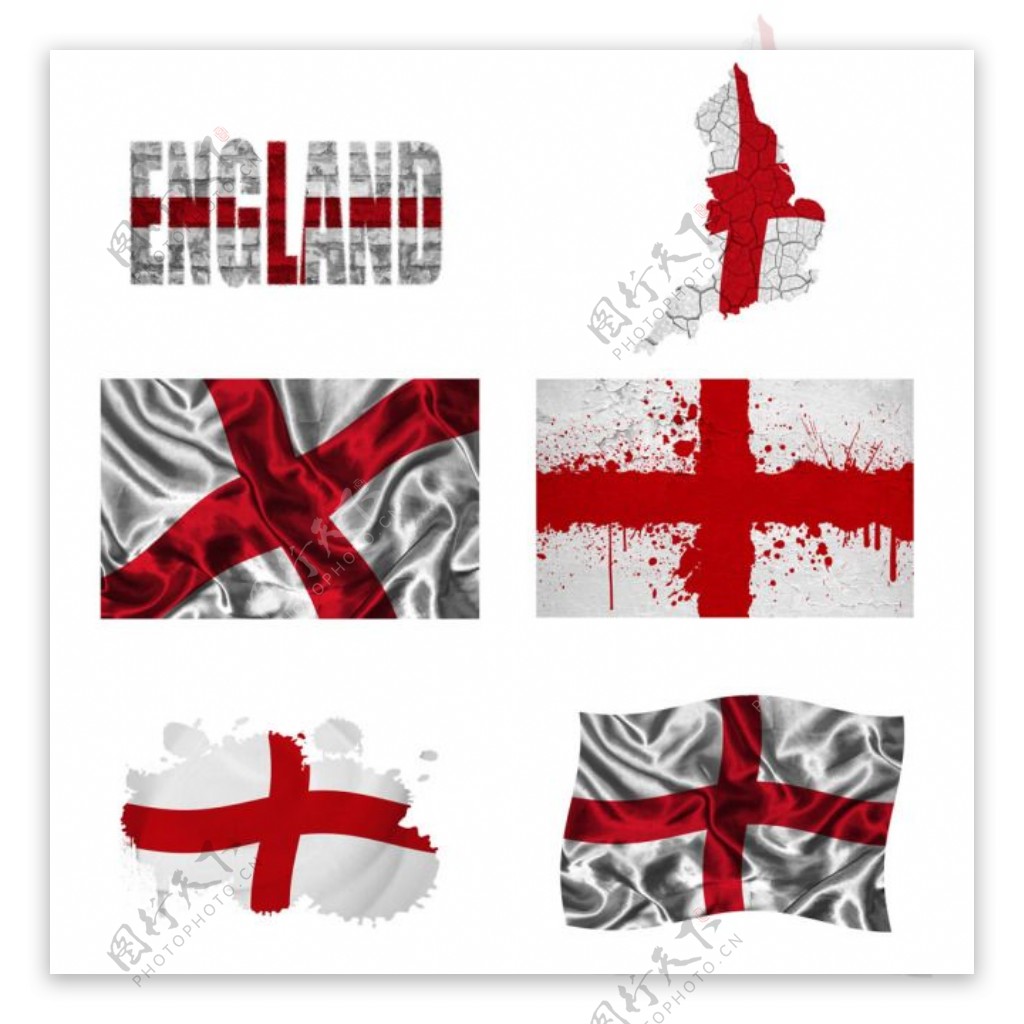 英格兰国旗地图英文字体风格设计