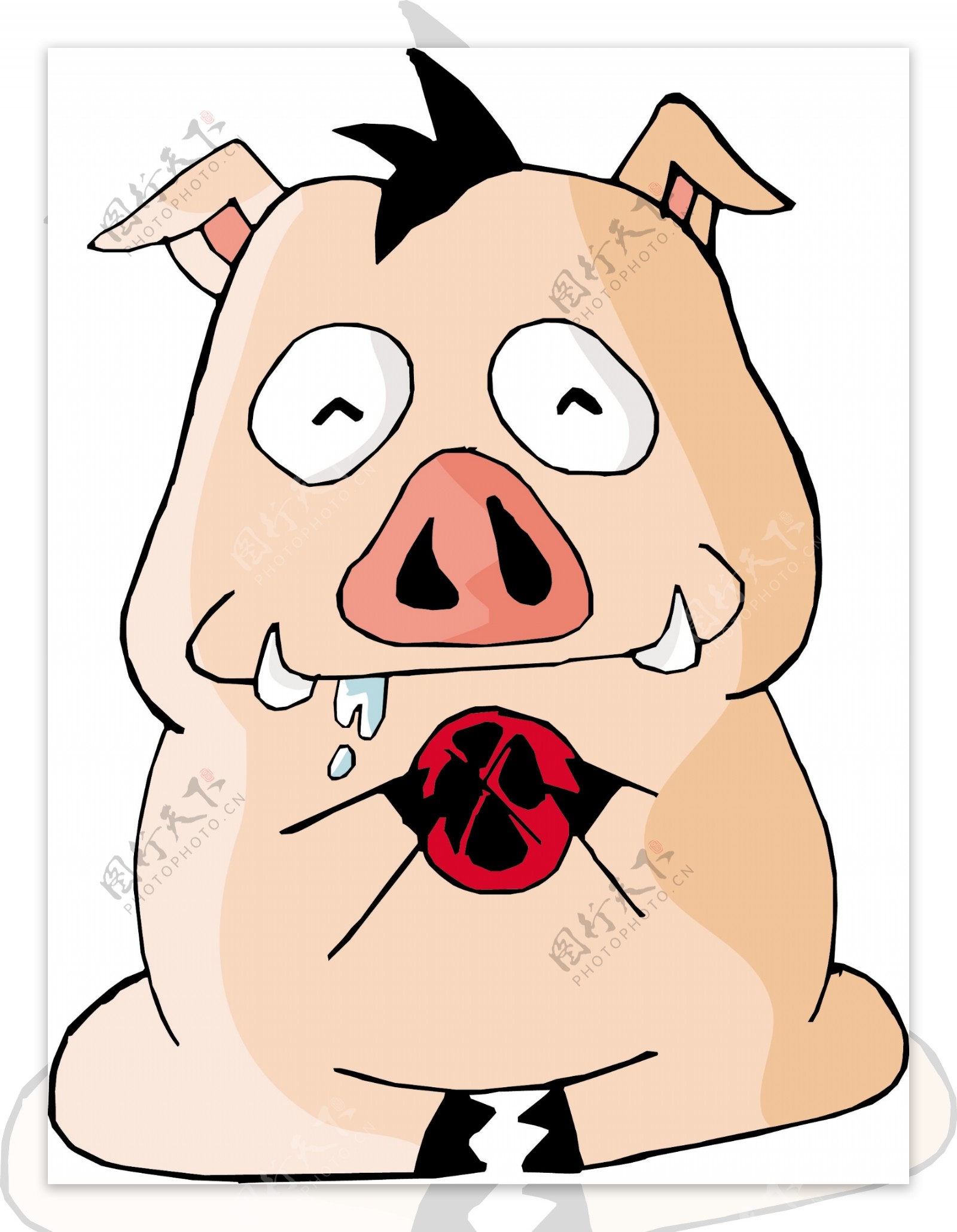 印花矢量图猪可爱卡通色彩免费素材