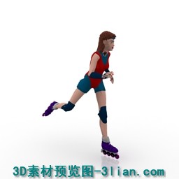 3D女孩滑冰模型