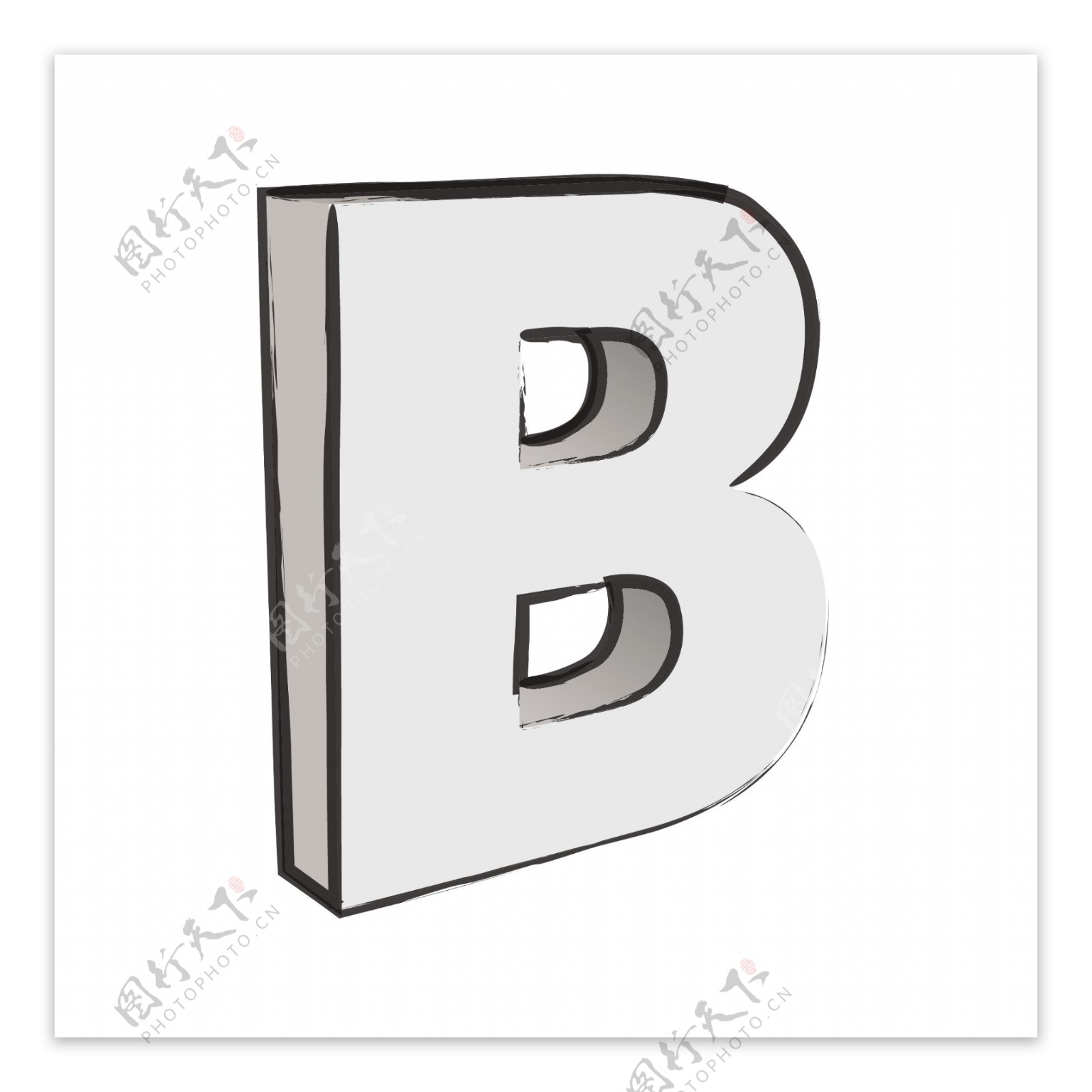 复古的3D字母B的文本向量