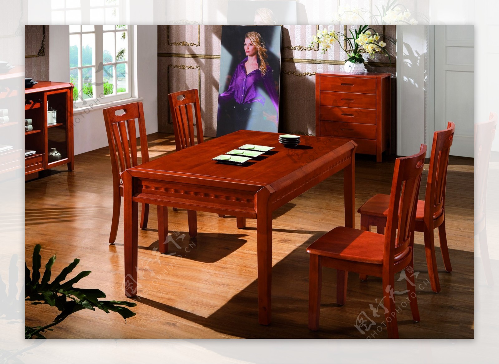 实木餐台餐椅免费图片
