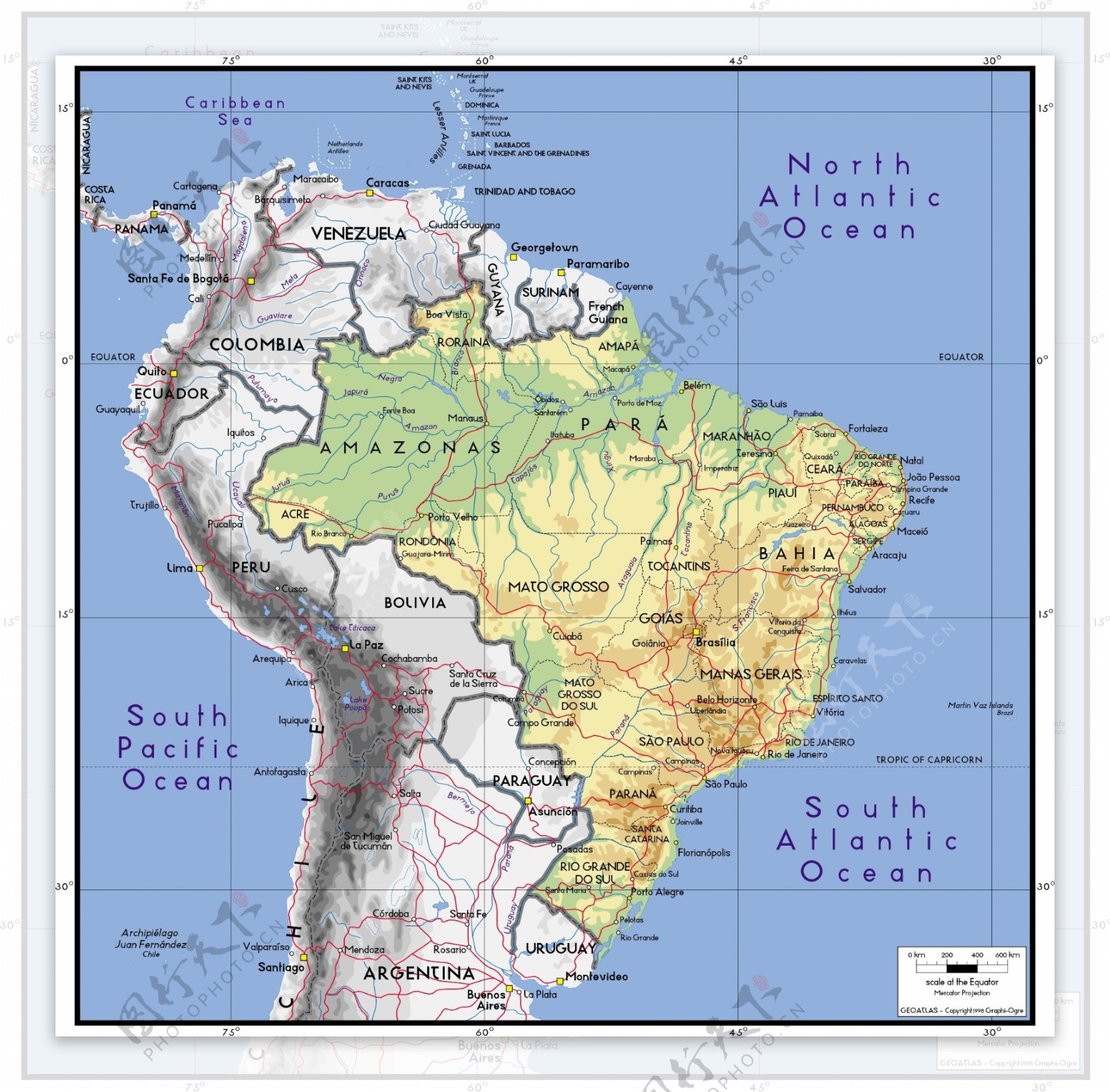 美丽的世界地图矢量素材巴西地图