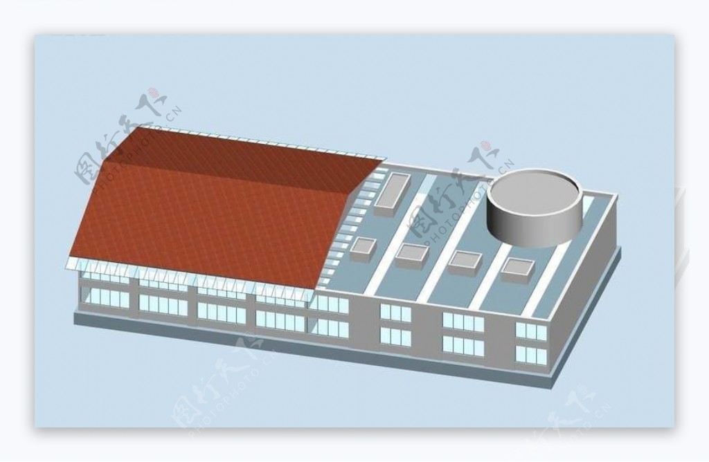 简约风格厂房公共建筑3D模型素材