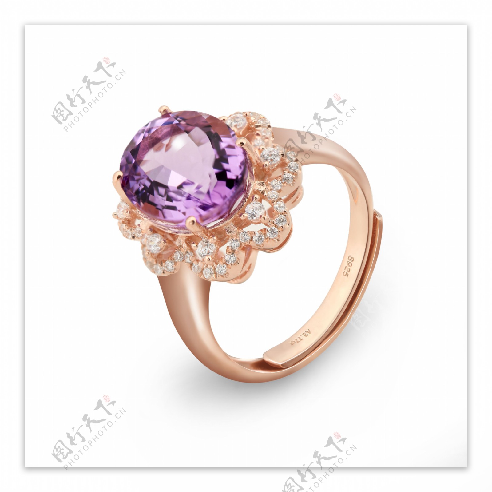 紫罗兰紫晶珠宝戒指图片