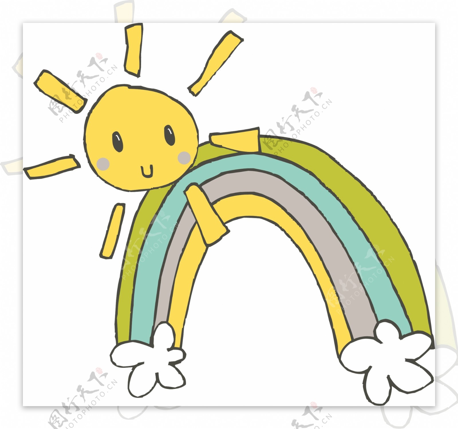印花矢量图太阳彩虹桥色彩免费素材