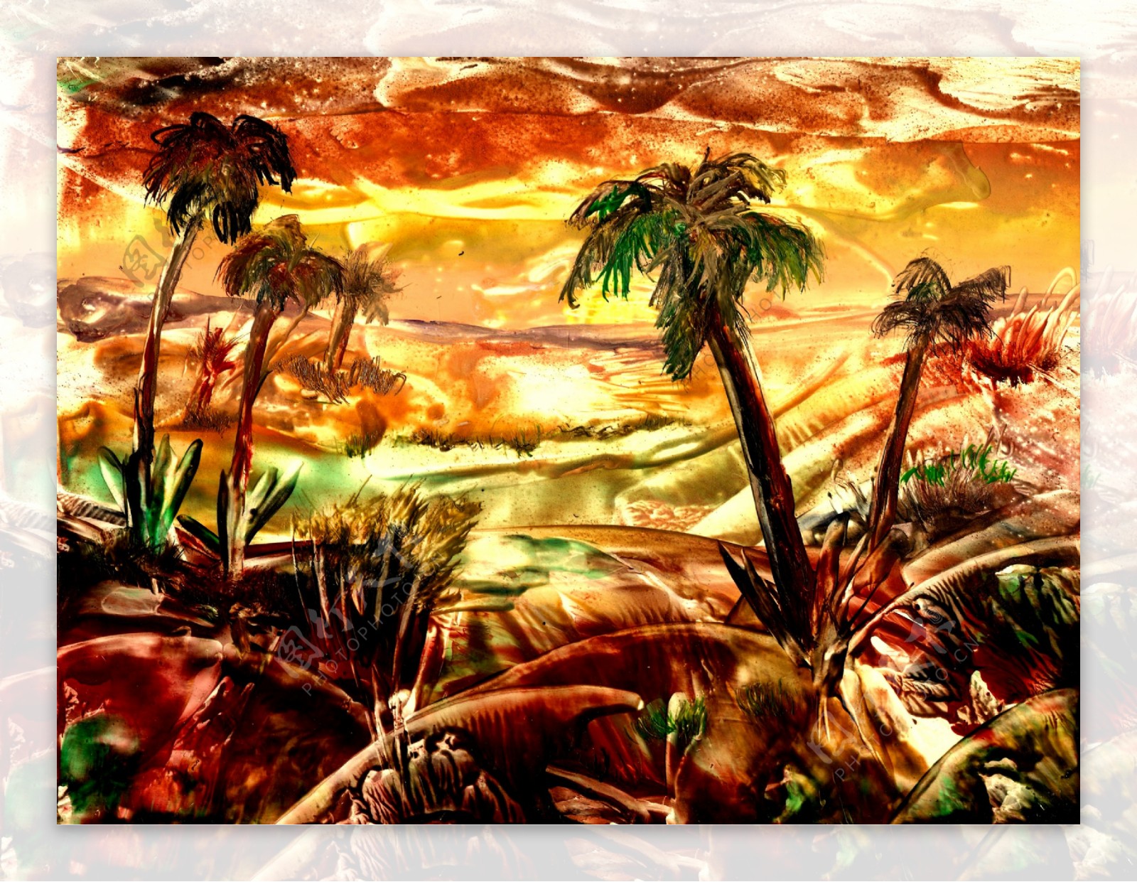油画棕榈树图片
