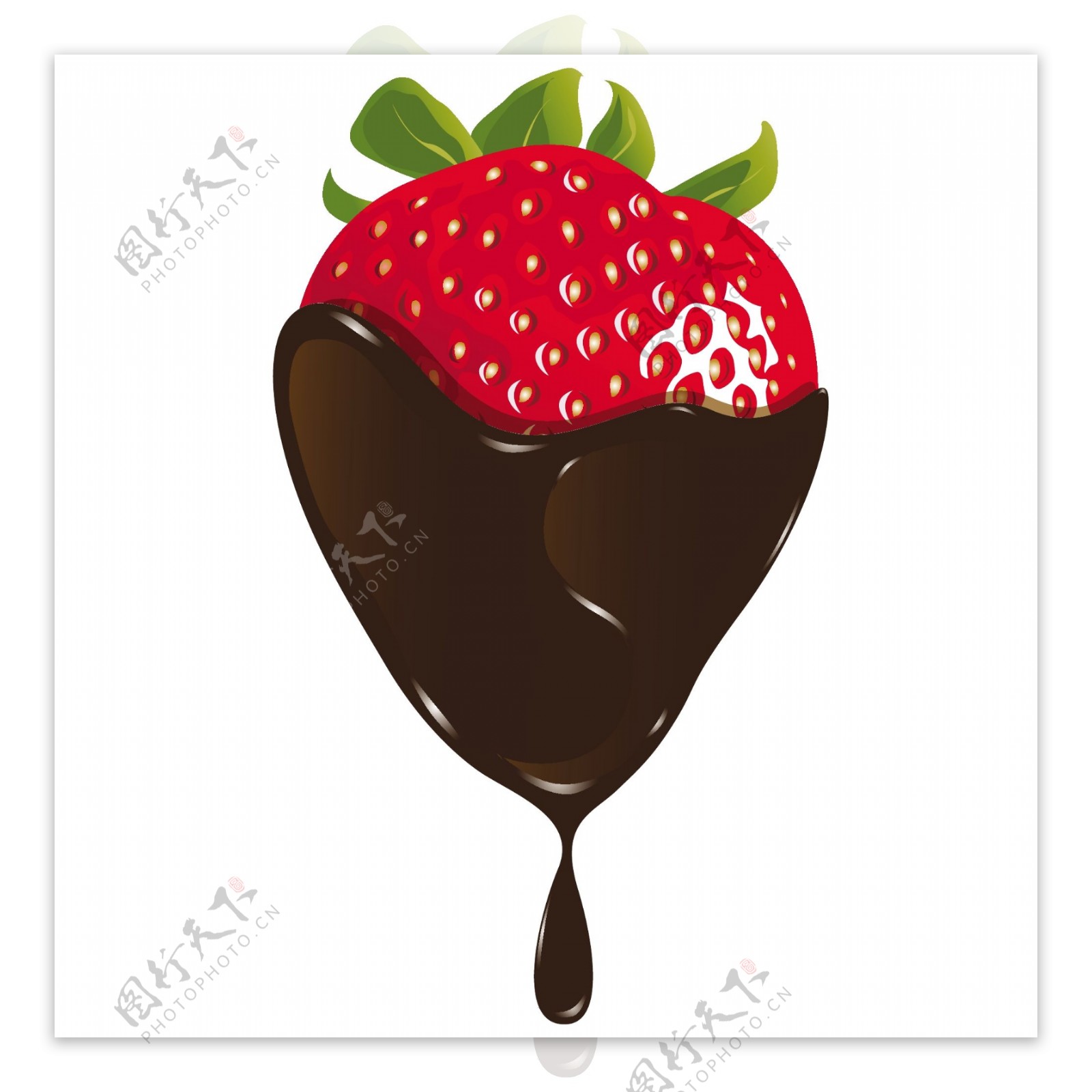 精美草莓与巧克力酱矢量素材