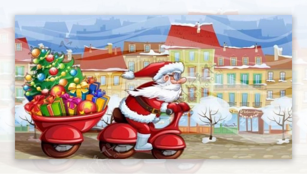 骑车的圣诞老人圣诞背景图片