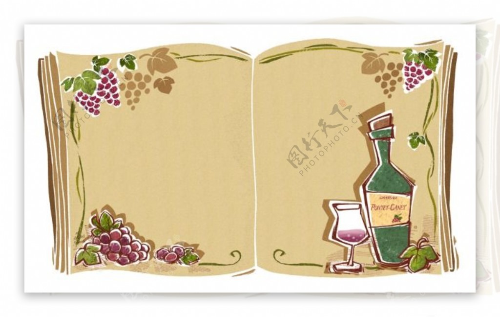 葡萄和葡萄酒广告模板