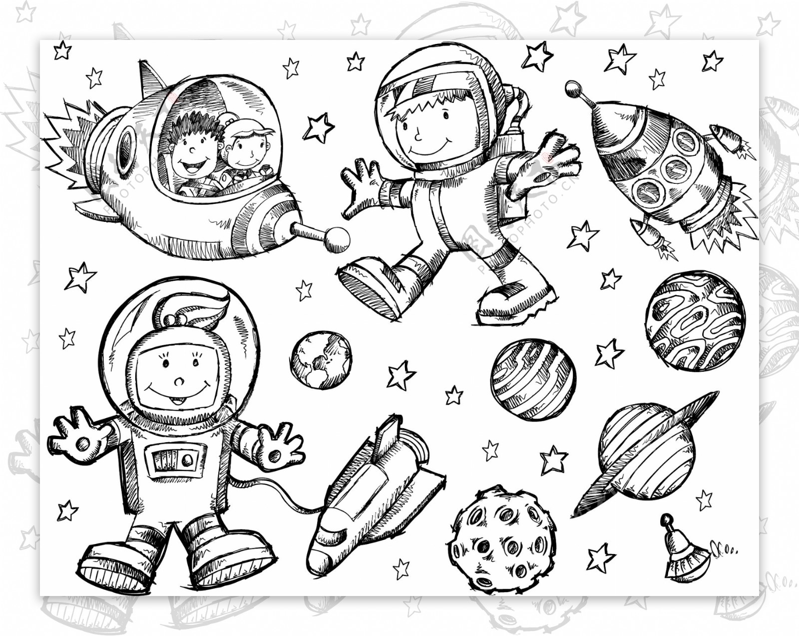 儿童画太空员