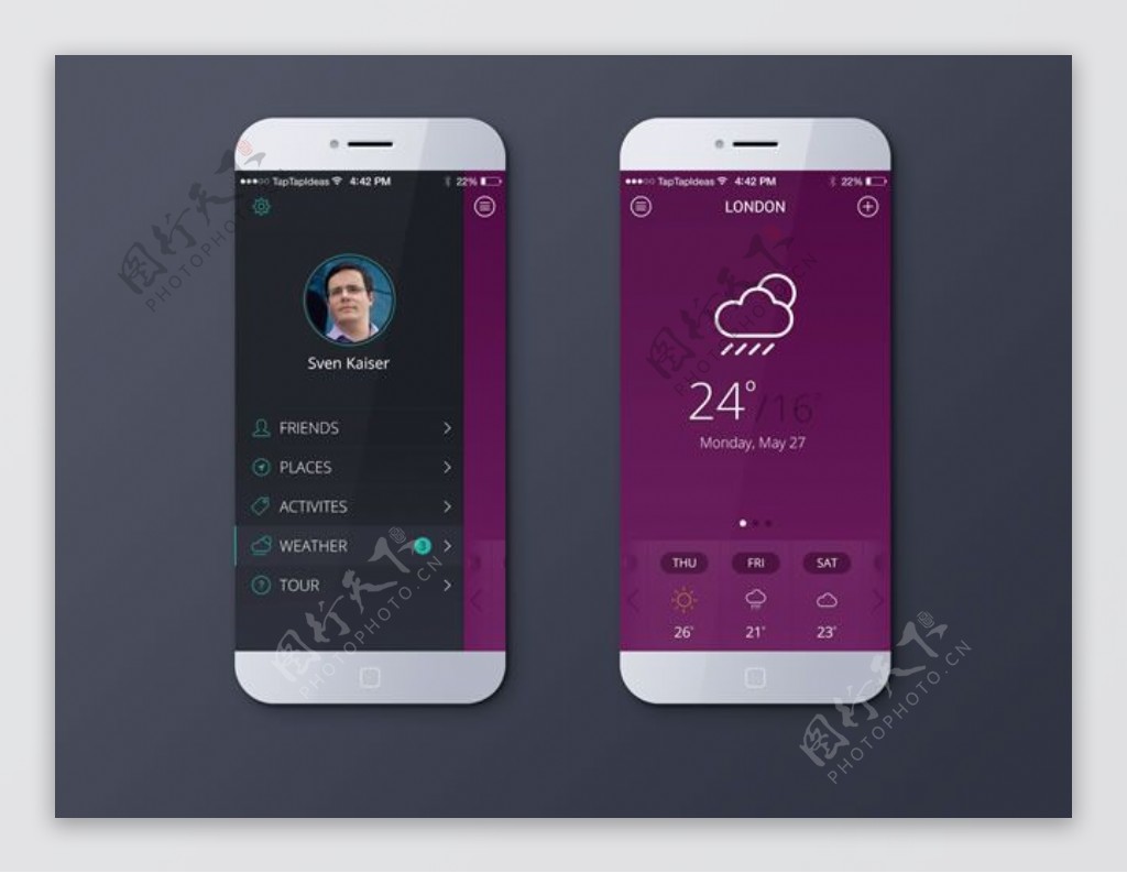 手机iOS天气界面PSD素材