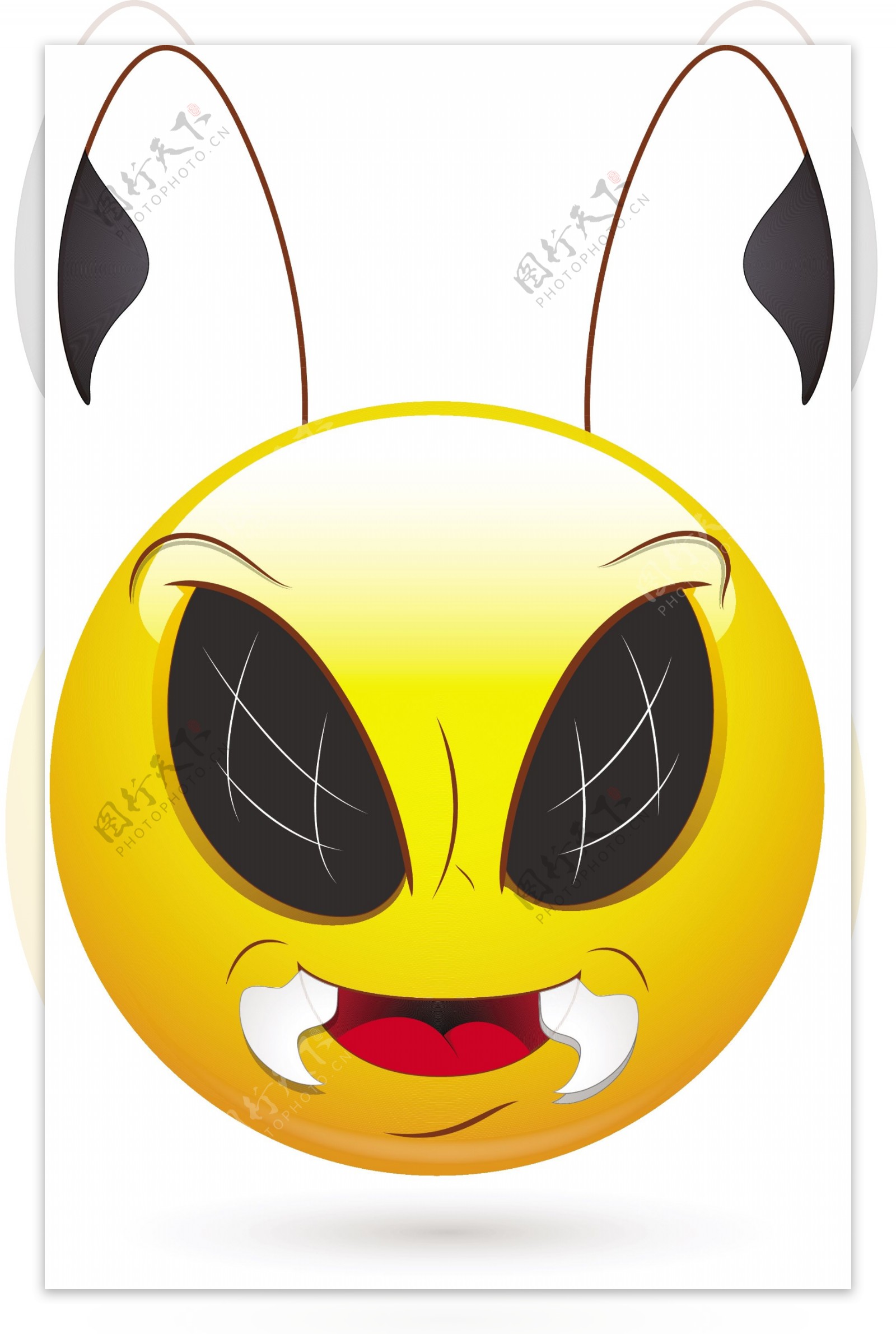 斯迈利矢量插画邪恶的蜜蜂的脸