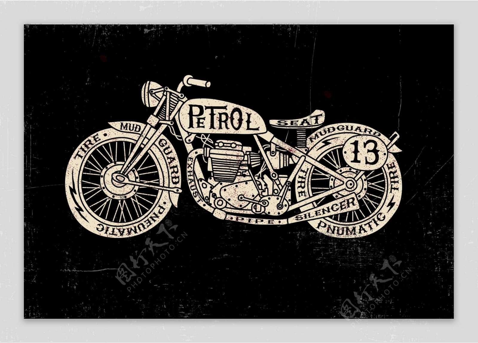 摩托车复古海报创意矢量图形03