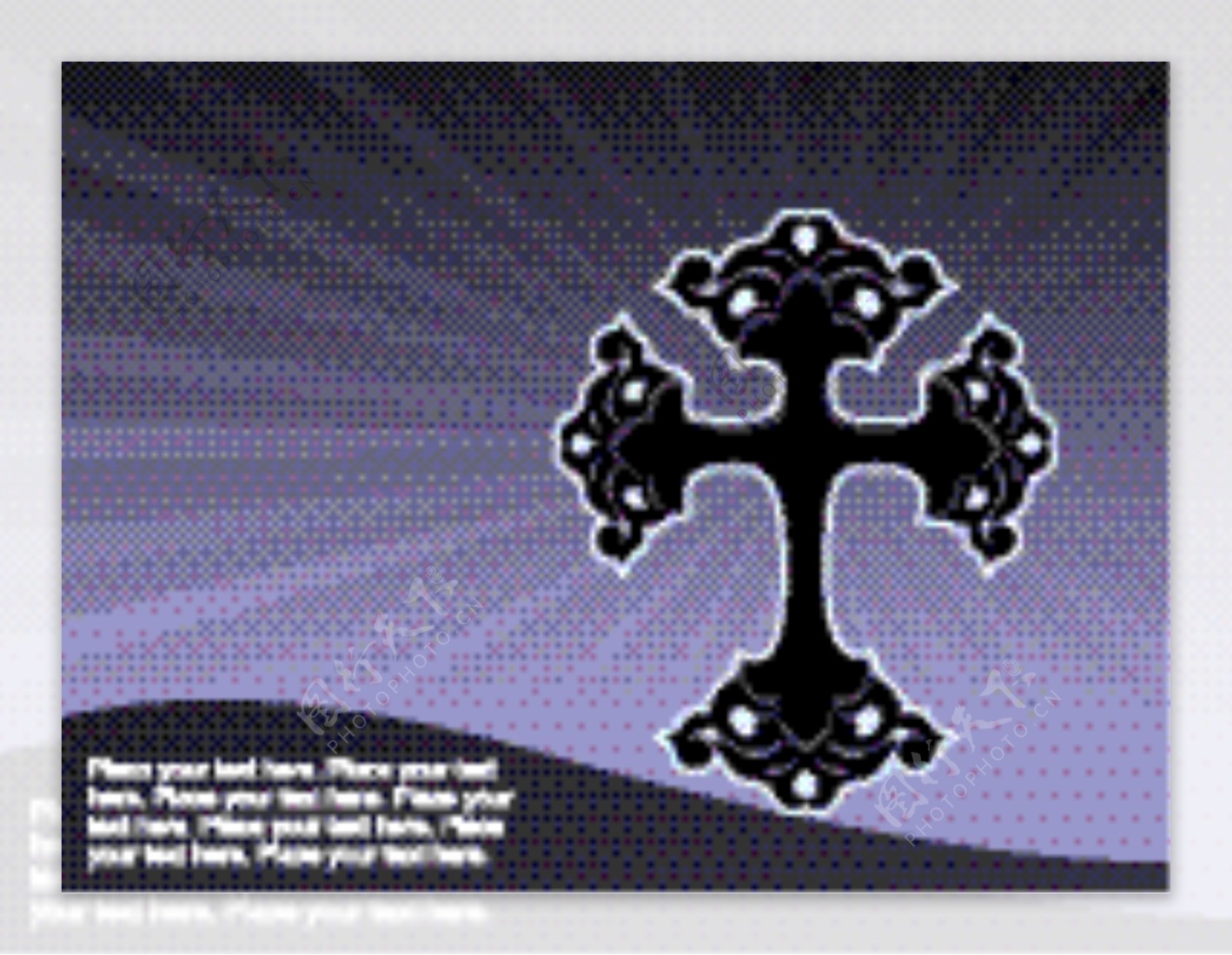 孤立的紫色背景黑色的十字架