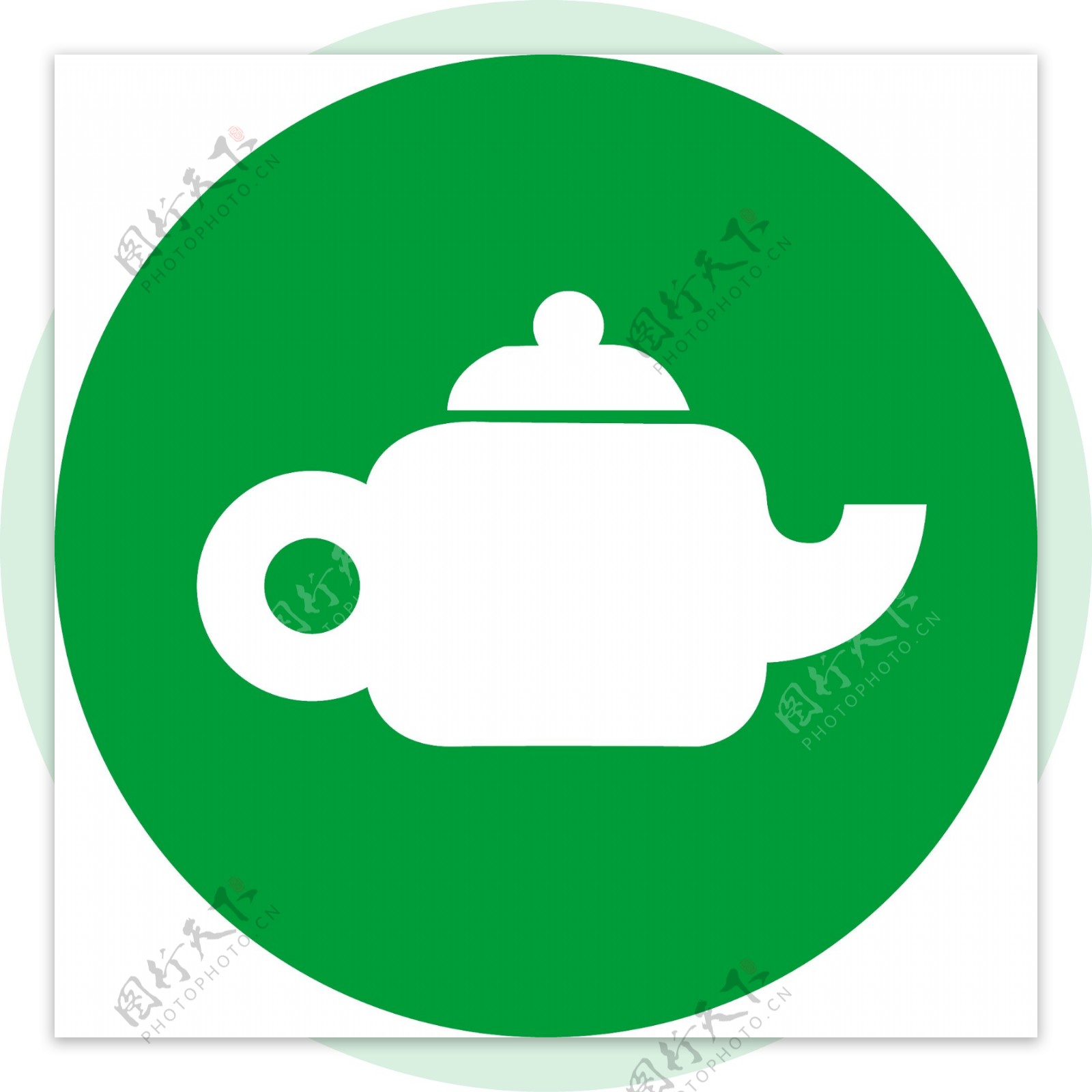 绿色背景茶壶图标