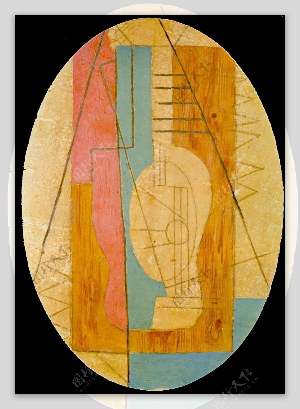 1912Guitareverteetrose西班牙画家巴勃罗毕加索抽象油画人物人体油画装饰画