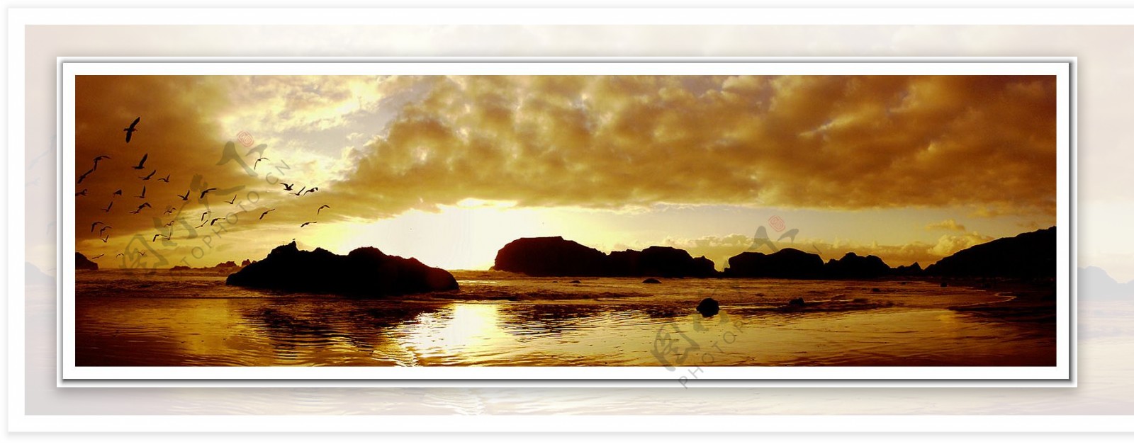 夕阳天边海面全景图3d设计贴图环境素材