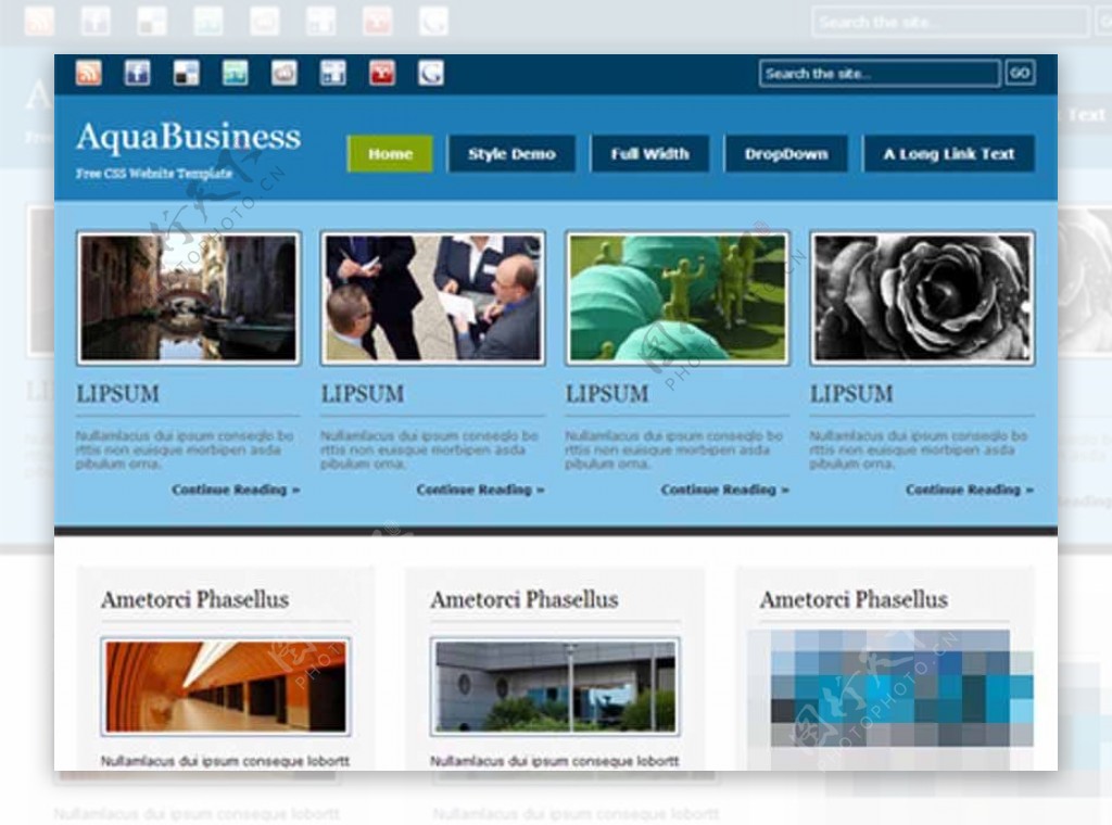 蓝色图片展示商业HTML模板