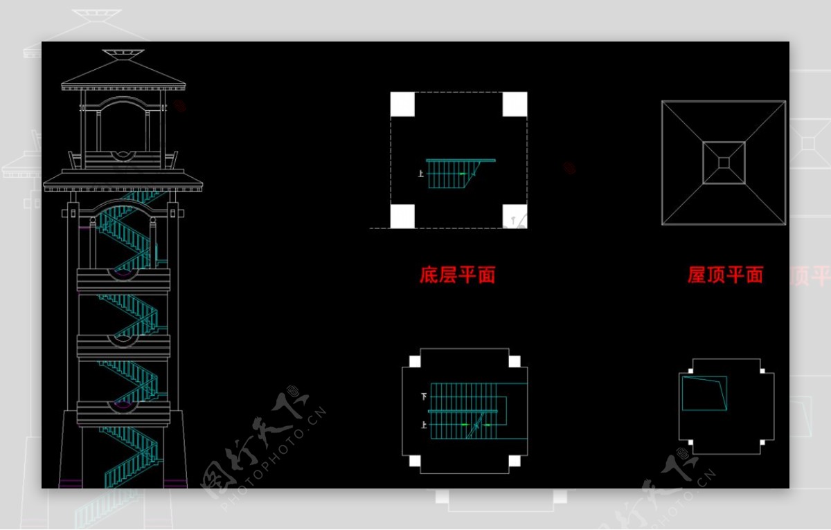 公园景观美舍塔图片